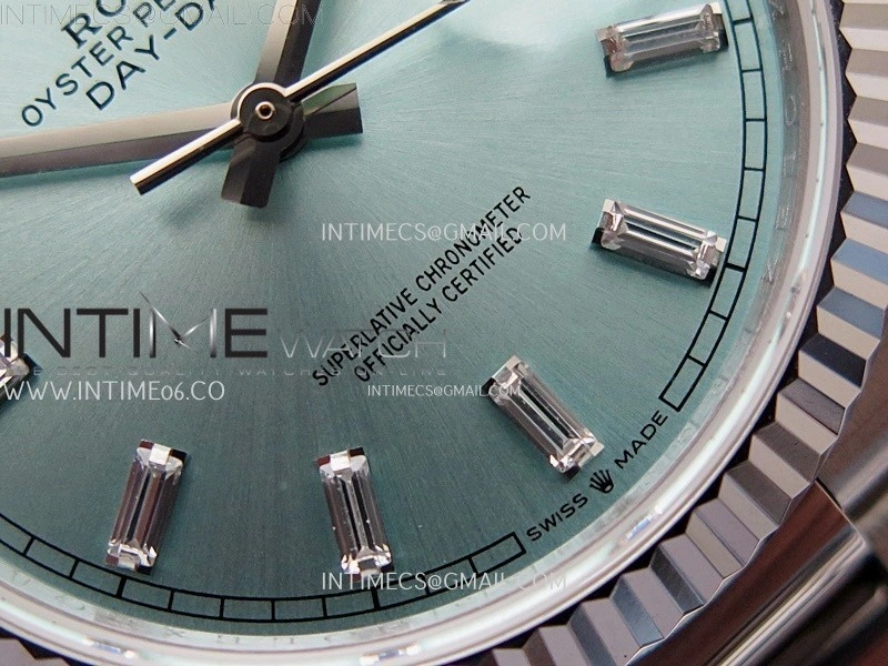 Day Date 128239 Gain Weight SS QF 1:1 Best Edition Ice Blue Dial Diamond Markers on SS President Bracelet