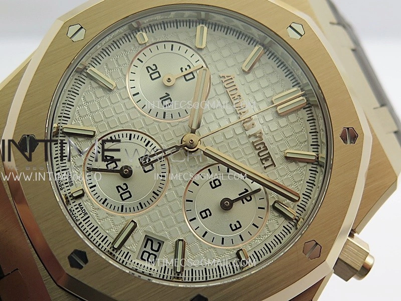 Royal Oak Chrono 26240 RG Gain Weight V2 DDF 1:1 Best Edition Silver Dial On Brown Leather Strap Super Clone DD4401