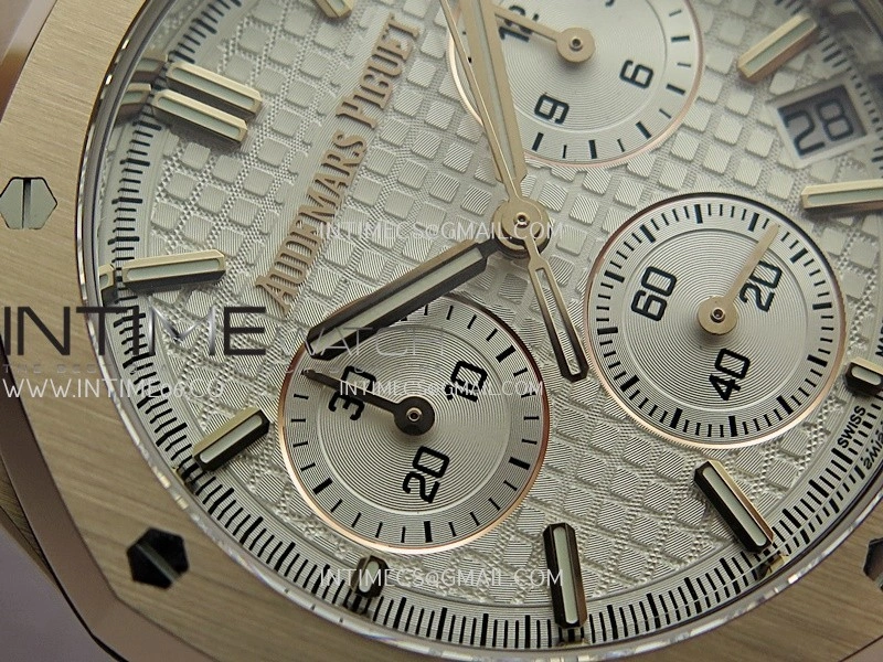 Royal Oak Chrono 26240 RG Gain Weight V2 DDF 1:1 Best Edition Silver Dial On Brown Leather Strap Super Clone DD4401
