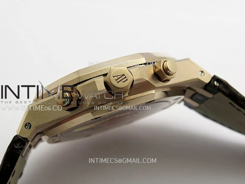Royal Oak Chrono 26240 RG Gain Weight V2 DDF 1:1 Best Edition Silver Dial On Brown Leather Strap Super Clone DD4401