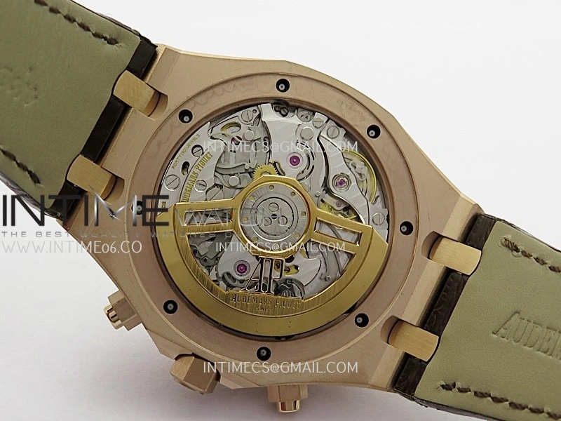 Royal Oak Chrono 26240 RG Gain Weight V2 DDF 1:1 Best Edition Silver Dial On Brown Leather Strap Super Clone DD4401