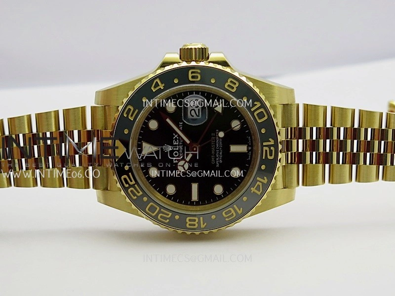 GMT Master II 126718 GRNR Gain Weight V4 Gold Factory 1:1 Best Edition Black Dial On YG Jubilee Bracelet SH3285 CHS