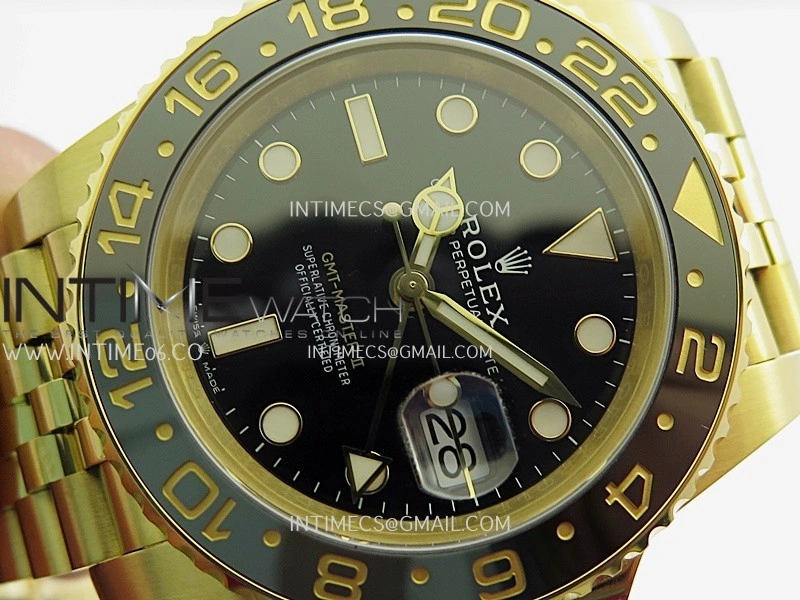 GMT Master II 126718 GRNR Gain Weight V4 Gold Factory 1:1 Best Edition Black Dial On YG Jubilee Bracelet SH3285 CHS