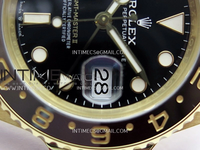GMT Master II 126718 GRNR Gain Weight V4 Gold Factory 1:1 Best Edition Black Dial On YG Jubilee Bracelet SH3285 CHS