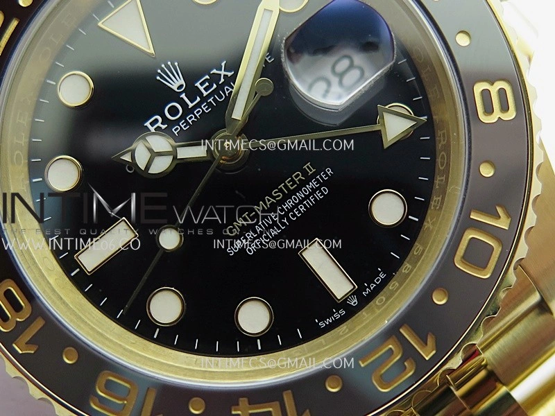 GMT Master II 126718 GRNR Gain Weight V4 Gold Factory 1:1 Best Edition Black Dial On YG Jubilee Bracelet SH3285 CHS