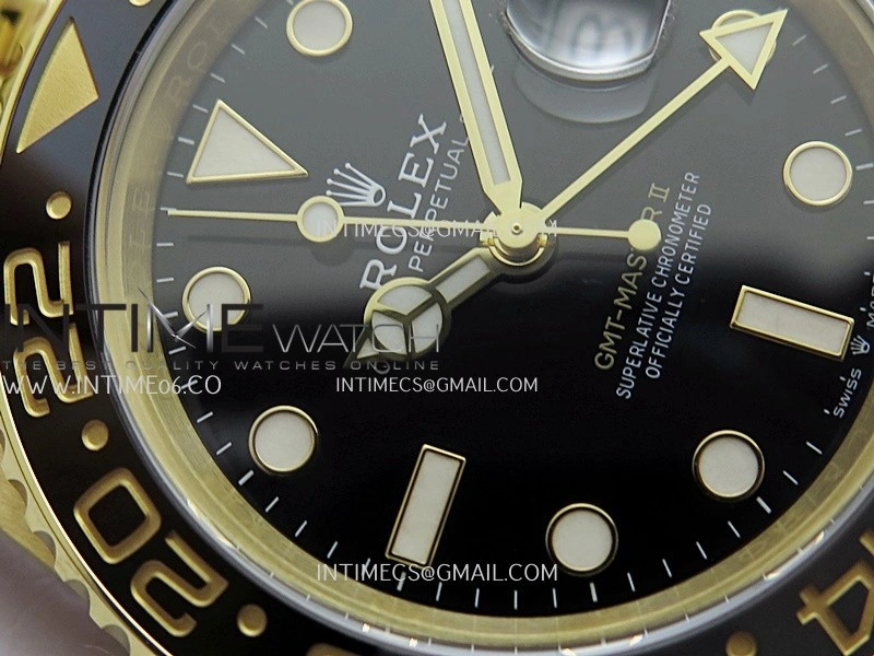 GMT Master II 126718 GRNR Gain Weight V4 Gold Factory 1:1 Best Edition Black Dial On YG Jubilee Bracelet SH3285 CHS