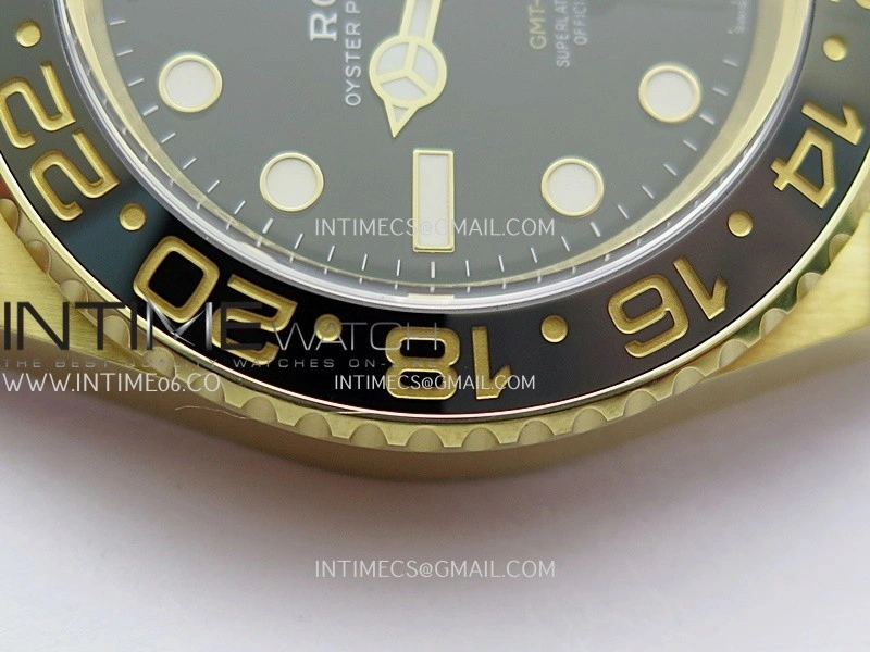 GMT Master II 126718 GRNR Gain Weight V4 Gold Factory 1:1 Best Edition Black Dial On YG Jubilee Bracelet SH3285 CHS