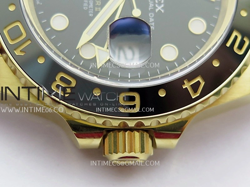 GMT Master II 126718 GRNR Gain Weight V4 Gold Factory 1:1 Best Edition Black Dial On YG Jubilee Bracelet SH3285 CHS
