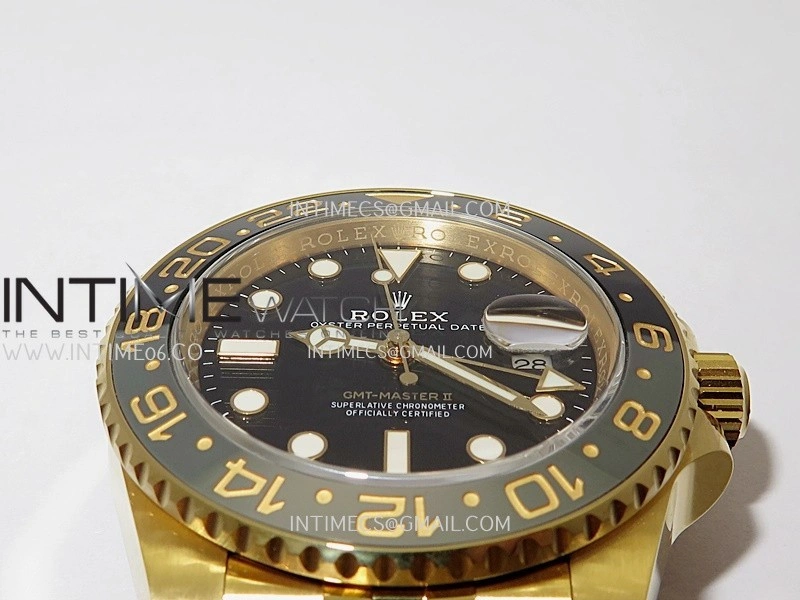 GMT Master II 126718 GRNR Gain Weight V4 Gold Factory 1:1 Best Edition Black Dial On YG Jubilee Bracelet SH3285 CHS