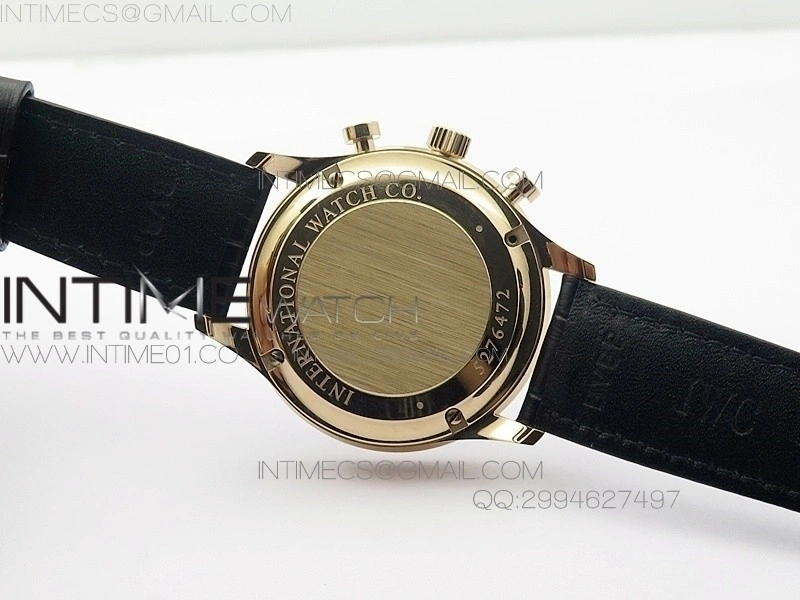 Portuguese IW371415 ZF V3 1:1 Best Edition RG Black dial on Black Leather Strap A79350