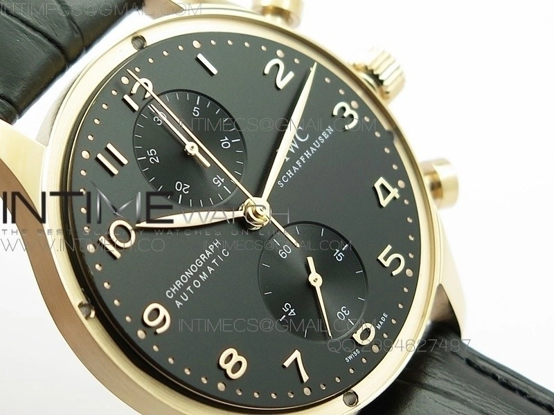 Portuguese IW371415 ZF V3 1:1 Best Edition RG Black dial on Black Leather Strap A79350