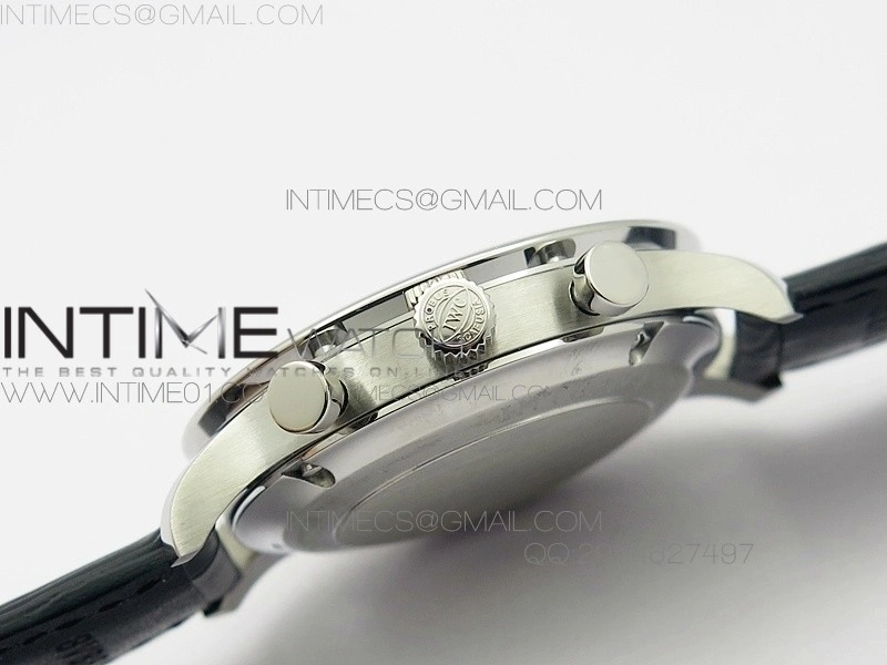 Portuguese IW371447 ZF V3 1:1 Best Edition SS Black dial on Black Leather Strap A79350