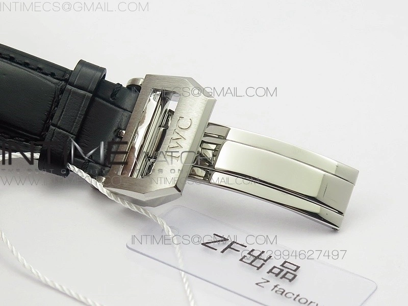 Portuguese IW371447 ZF V3 1:1 Best Edition SS Black dial on Black Leather Strap A79350