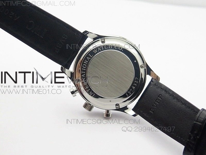 Portuguese IW371447 ZF V3 1:1 Best Edition SS Black dial on Black Leather Strap A79350