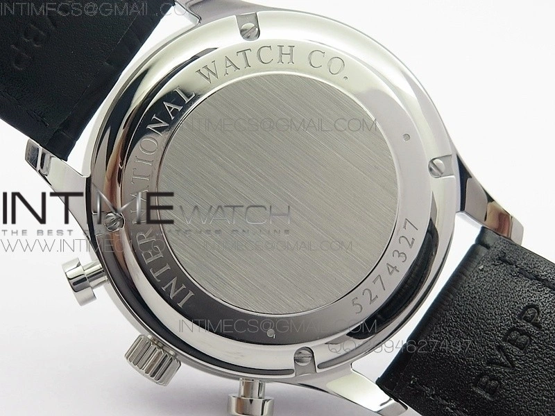 Portuguese IW371447 ZF V3 1:1 Best Edition SS Black dial on Black Leather Strap A79350