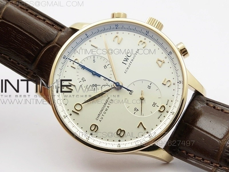 Portuguese IW371480 ZF V3 1:1 Best Edition RG White dial on Brown Leather Strap A79350