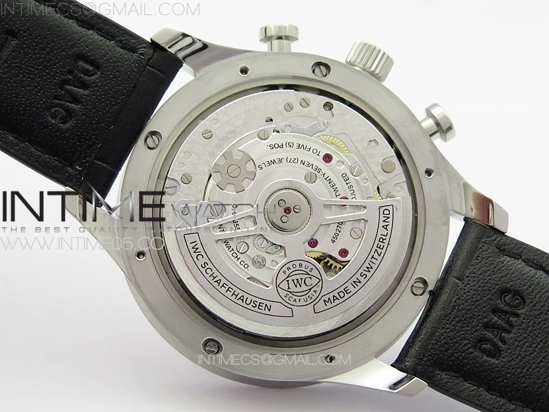 Portuguese IW371609 ZF V3 1:1 Best Edition SS Black Dial on Black Leather Strap A96355