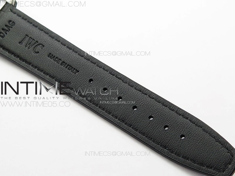 Portuguese IW371609 ZF V3 1:1 Best Edition SS Black Dial on Black Leather Strap A96355