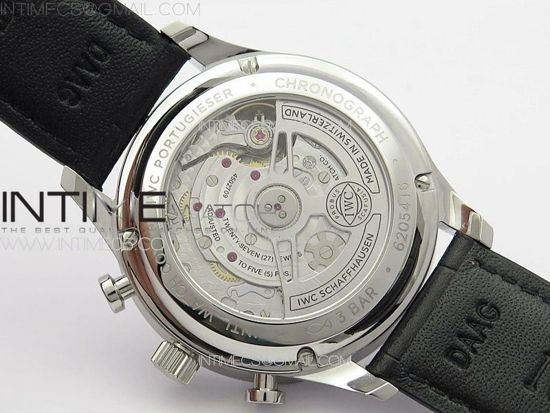 Portuguese IW371609 ZF V3 1:1 Best Edition SS Black Dial on Black Leather Strap A96355