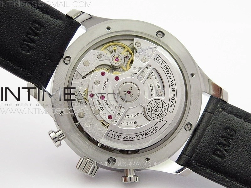 Portuguese IW371609 ZF V3 1:1 Best Edition SS Black Dial on Black Leather Strap A96355