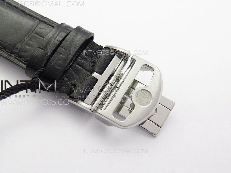 Portuguese IW371609 ZF V3 1:1 Best Edition SS Black Dial on Black Leather Strap A96355