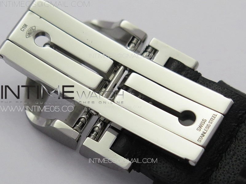 Portuguese IW371609 ZF V3 1:1 Best Edition SS Black Dial on Black Leather Strap A96355