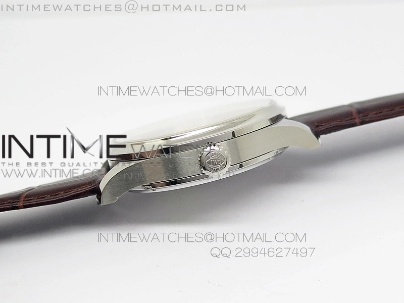 Portuguese Tourbillon SS AXF White Dial Gold Numbers moonphase on Brown Leather Strap