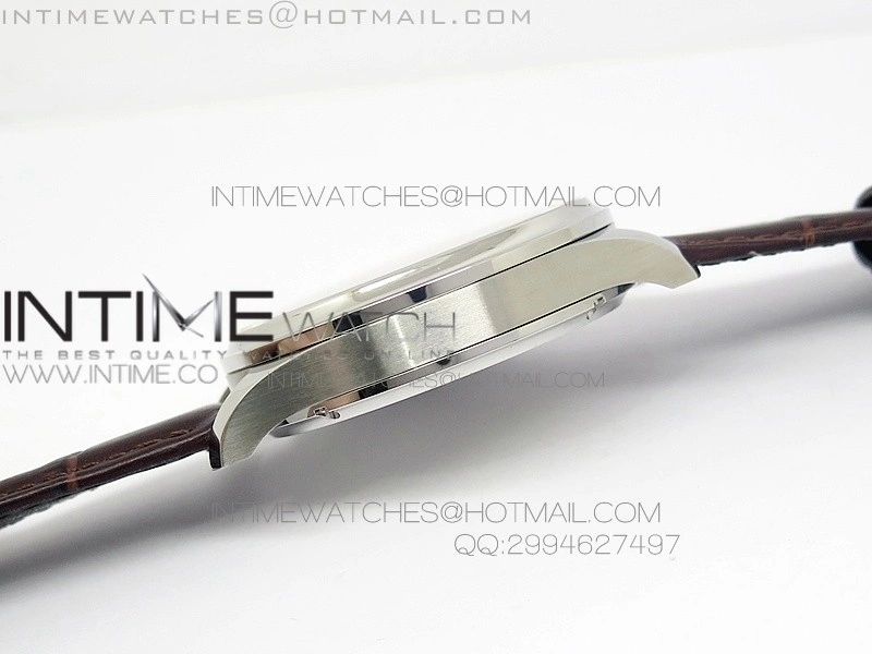 Portuguese Tourbillon SS AXF White Dial Gold Numbers moonphase on Brown Leather Strap
