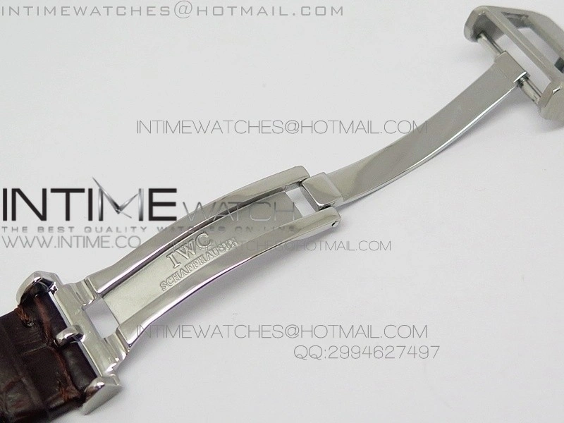 Portuguese Tourbillon SS AXF White Dial Gold Numbers moonphase on Brown Leather Strap