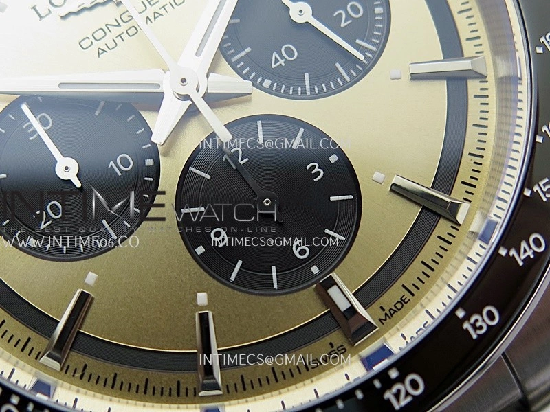 Conquest Chronograph 42mm Black Ceramic Bezel SS AF 1:1 Best Edition Brown Dial On SS Bracelet A7750