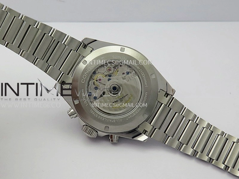 Conquest Chronograph 42mm Black Ceramic Bezel SS AF 1:1 Best Edition Brown Dial On SS Bracelet A7750
