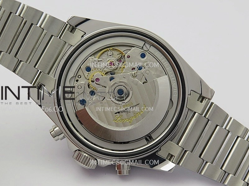 Conquest Chronograph 42mm Black Ceramic Bezel SS AF 1:1 Best Edition Cream Dial On SS Bracelet A7750