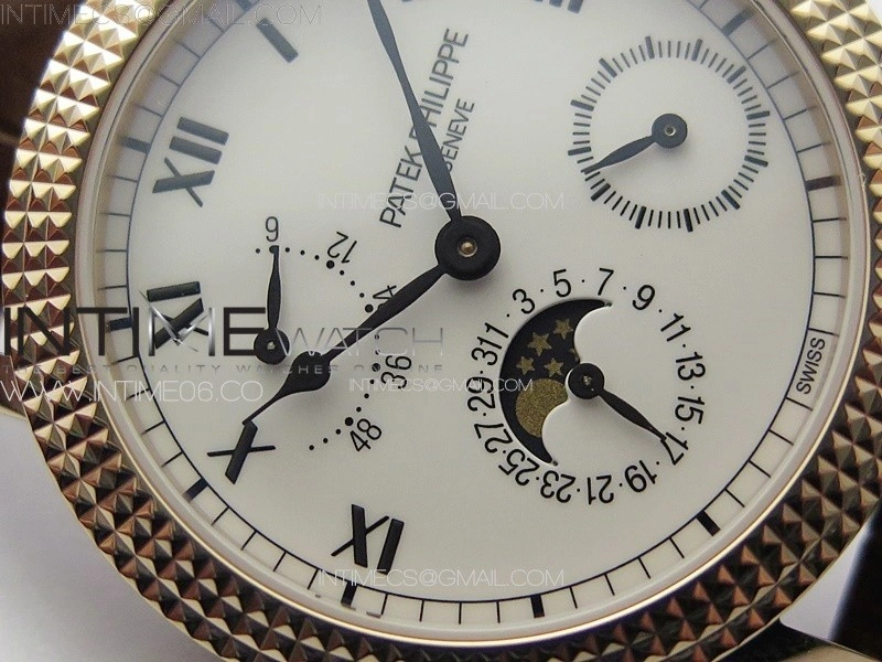 Calatrava 5057 Cortina Watch 50th Anniversary RG YSF 1:1 Best Edition White Dial on Black Leather Strap A240