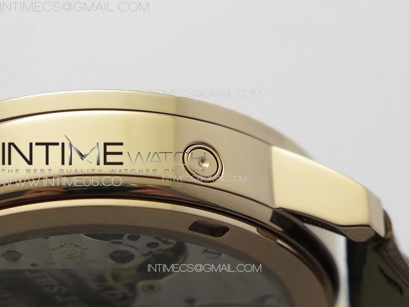 Calatrava 5057 Cortina Watch 50th Anniversary RG YSF 1:1 Best Edition White Dial on Black Leather Strap A240