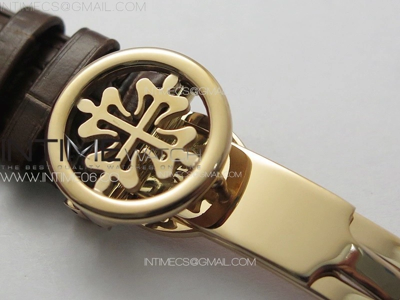Calatrava 5057 Cortina Watch 50th Anniversary RG YSF 1:1 Best Edition White Dial on Black Leather Strap A240