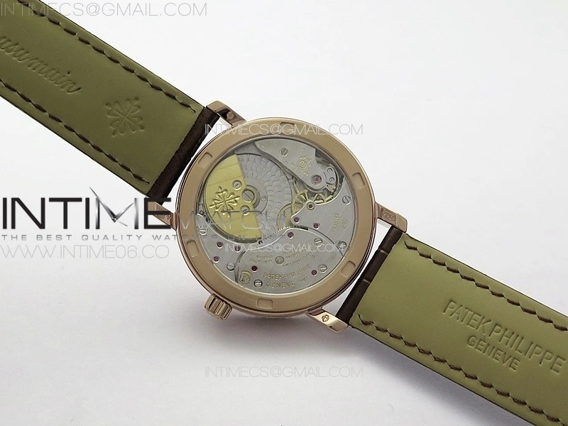 Calatrava 5057 Cortina Watch 50th Anniversary RG YSF 1:1 Best Edition White Dial on Black Leather Strap A240