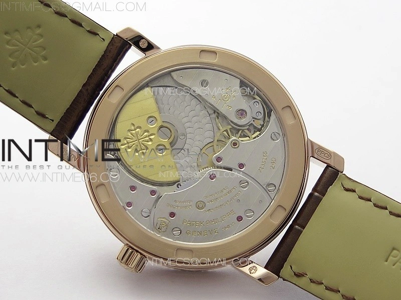 Calatrava 5057 Cortina Watch 50th Anniversary RG YSF 1:1 Best Edition White Dial on Black Leather Strap A240