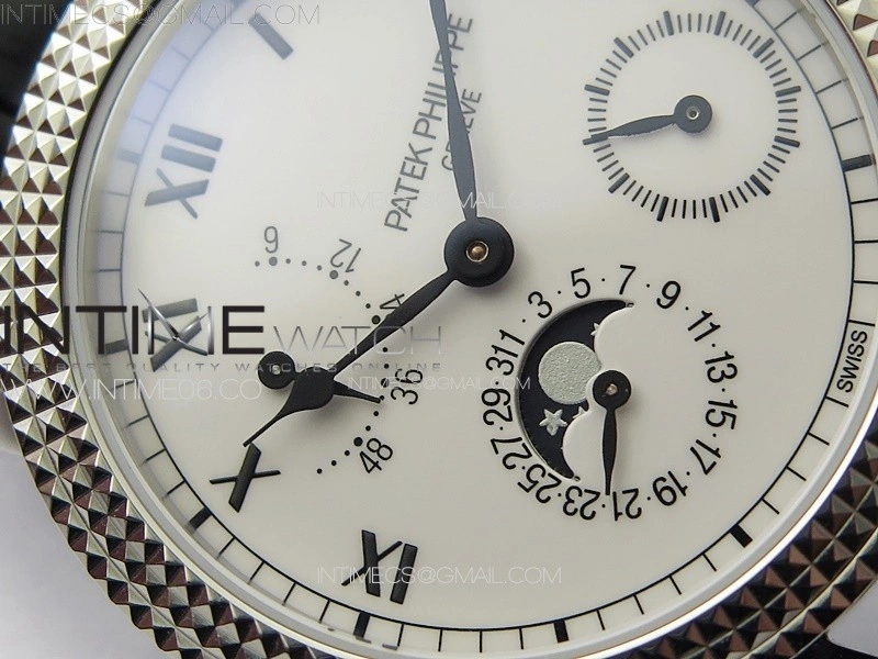 Calatrava 5057 Cortina Watch 50th Anniversary SS YSF 1:1 Best Edition White Dial on Black Leather Strap A240