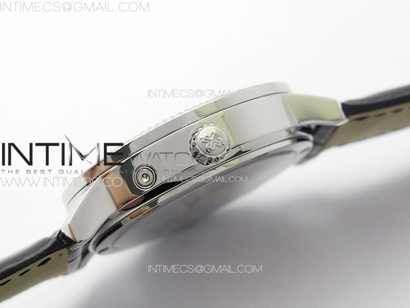 Calatrava 5057 Cortina Watch 50th Anniversary SS YSF 1:1 Best Edition White Dial on Black Leather Strap A240