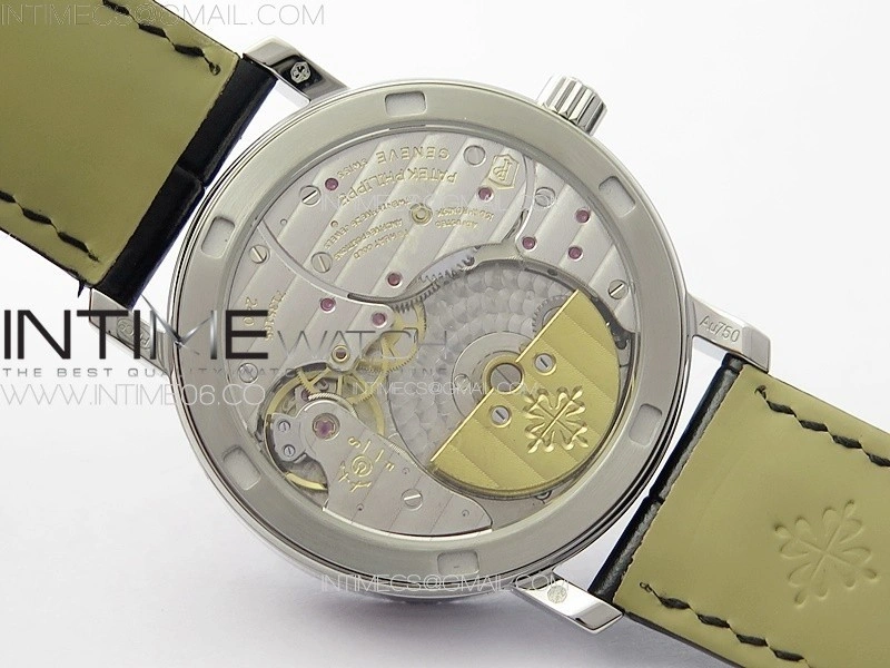 Calatrava 5057 Cortina Watch 50th Anniversary SS YSF 1:1 Best Edition White Dial on Black Leather Strap A240
