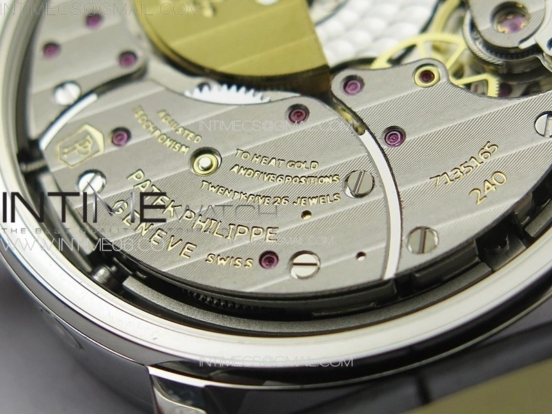 Calatrava 5057 Cortina Watch 50th Anniversary SS YSF 1:1 Best Edition White Dial on Black Leather Strap A240