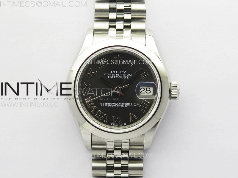 Datejust 28mm 279166 Smooth Bezel SS APSF Best Edition Gray Dial Roman Markers on SS Jubilee Bracelet NH05