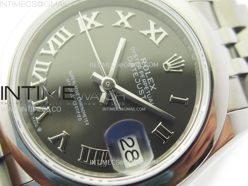 Datejust 28mm 279166 Smooth Bezel SS APSF Best Edition Gray Dial Roman Markers on SS Jubilee Bracelet NH05