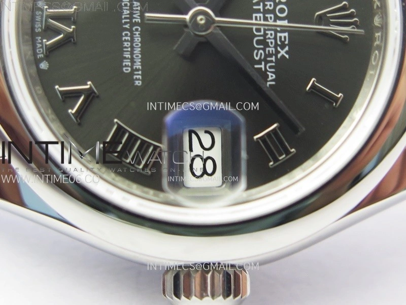 Datejust 28mm 279166 Smooth Bezel SS APSF Best Edition Gray Dial Roman Markers on SS Jubilee Bracelet NH05