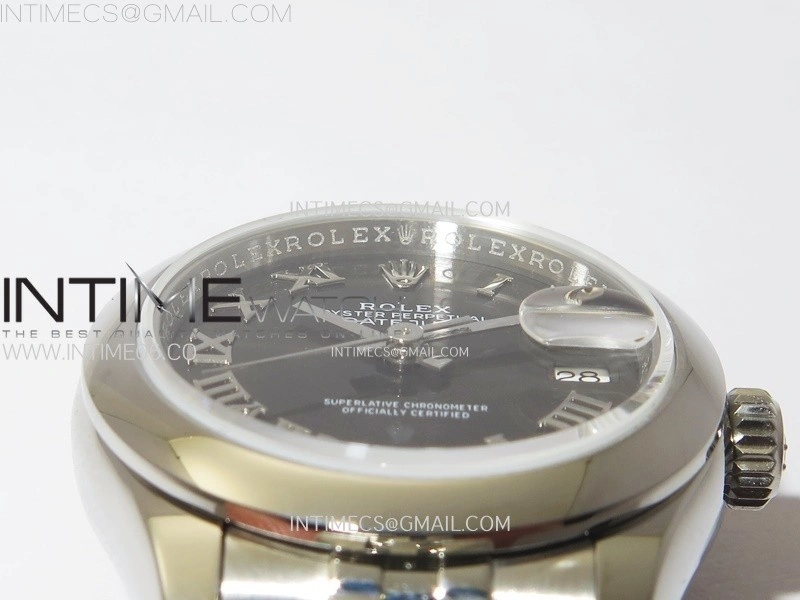 Datejust 28mm 279166 Smooth Bezel SS APSF Best Edition Gray Dial Roman Markers on SS Jubilee Bracelet NH05