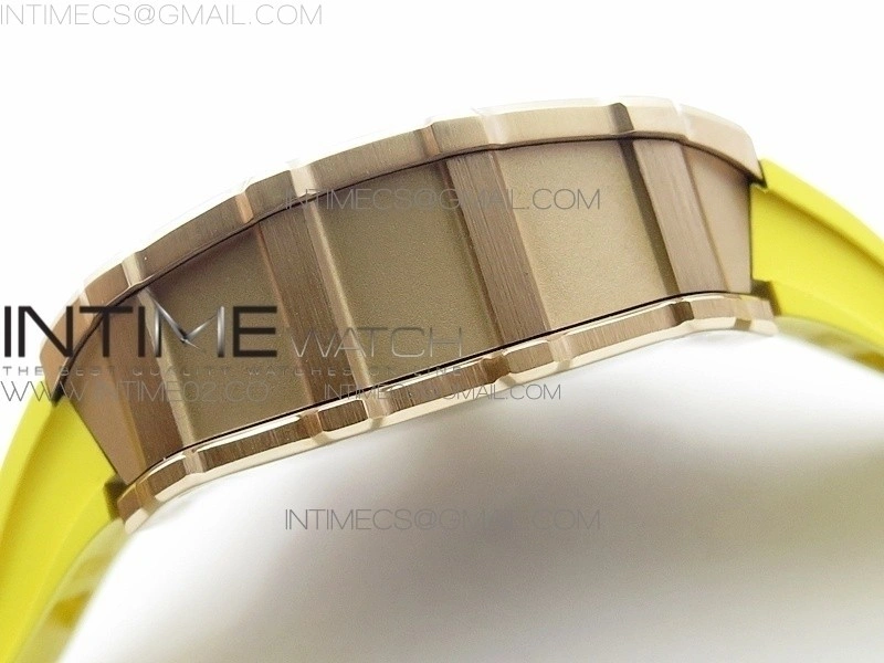 RM011 RG Chronograph SS Case KVF 1:1 Best Edition Crystal Skeleton Dial on Yellow Rubber Strap A7750