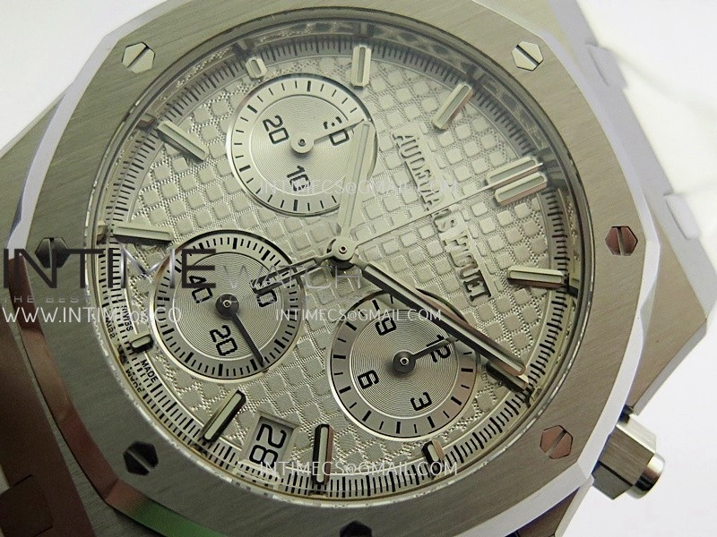Royal Oak Chrono 26240 50th SS V2 DDF 1:1 Best Edition Silver Dial On White Rubber Strap Super Clone DD4401