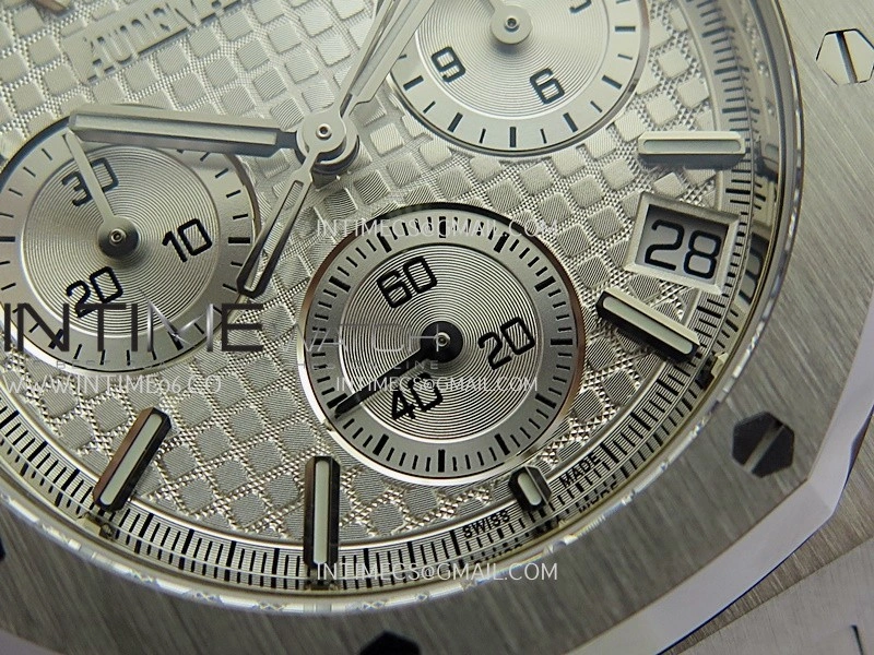 Royal Oak Chrono 26240 50th SS V2 DDF 1:1 Best Edition Silver Dial On White Rubber Strap Super Clone DD4401