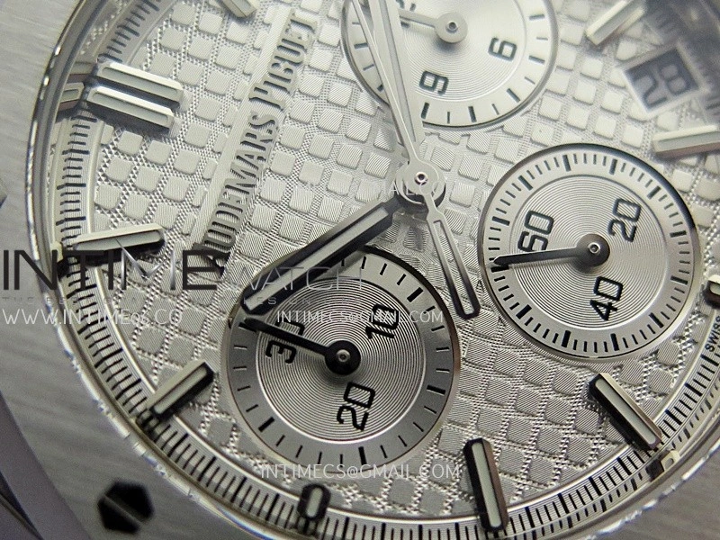 Royal Oak Chrono 26240 50th SS V2 DDF 1:1 Best Edition Silver Dial On White Rubber Strap Super Clone DD4401
