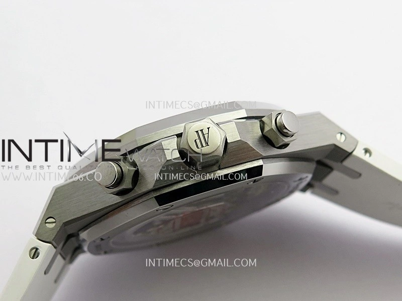 Royal Oak Chrono 26240 50th SS V2 DDF 1:1 Best Edition Silver Dial On White Rubber Strap Super Clone DD4401